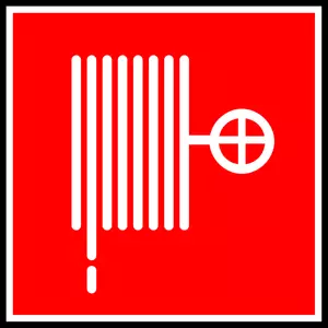 Červený požární hadice podepsat popisek s hranice Vektor Klipart