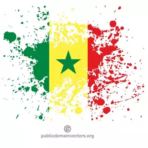 Bandera de Senegal en tinta salpicaduras de forma