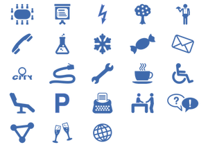 Illustration vectorielle de jeu d'icônes de services de bureau