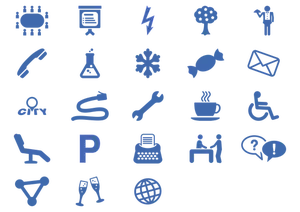 Illustration vectorielle de jeu d'icônes de services de bureau