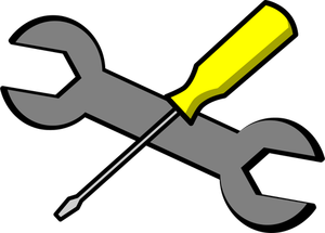 Destornillador y llave vector icono