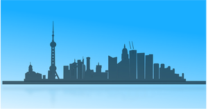 Shanghai city skyline outline vector image