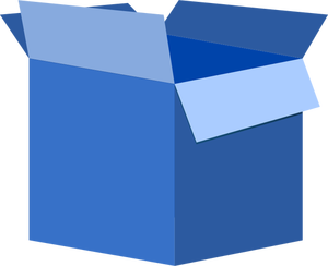 Illustration vectorielle de boîte en carton bleu ouvert