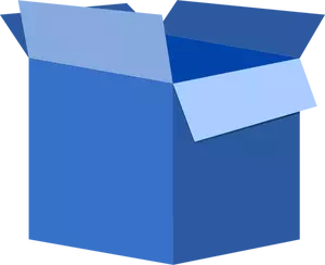 Ilustração em vetor de caixa de papelão azul aberta