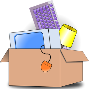 Ilustraţie vectorială a cutie dosar cu element de uz casnic