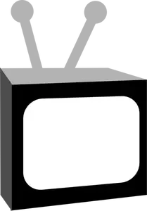 Vektor gambar hitam dan putih vintage TV set