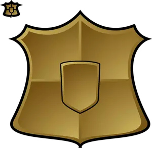 Desenho de escudo de ouro em branco acabamento mate vetorial