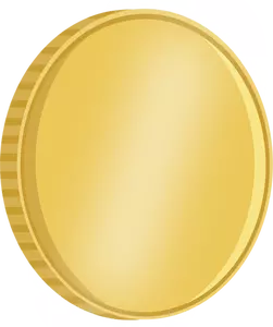 Vektorzeichnende glänzend Viertel drehte Goldmünze mit Reflexion
