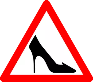 Vektor menggambar wanita Sepatu tanda peringatan lalu lintas