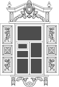 Vector image of typical Siberian loghouse window