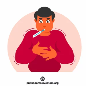 Sick man with fever