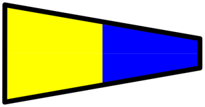Geel en blauw signaal vlag