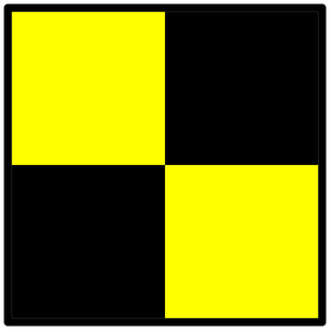 Bandera con cuadros negros y amarillos