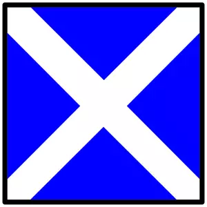 Blauwe en witte nautische symbool