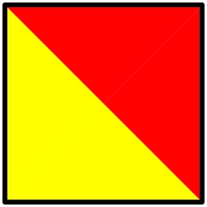 Gele en rode Marine vlag