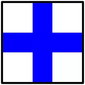 Bandeira de sinal azul e branco