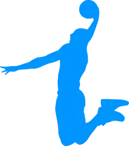 Basketbal speler blauwe silhouet