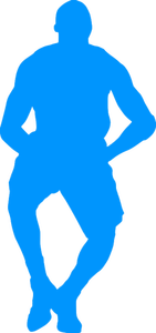Blue silhouette of a basketball player