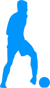 Voetbal speler blauwe silhouet glinsterende clip art