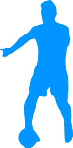 Blauwe voetbal speler pictogram