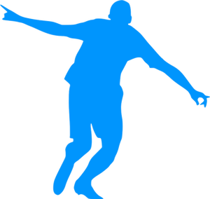Blue silhouette of a footballer