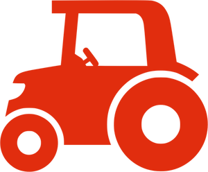 Red silhouette vector image of a tractor