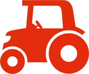 Punainen siluettivektorikuva traktorista