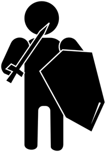 Illustrazione vettoriale silhouette del soldato con armatura