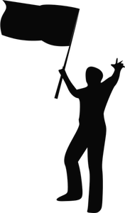 Uomo con immagine vettoriale silhouette di bandiera