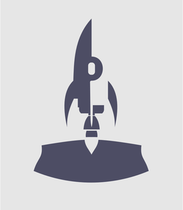 Vector clip art of inverted rocket at launch