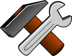 Image clipart vectoriel d'épaisseur icône marteau et une clé