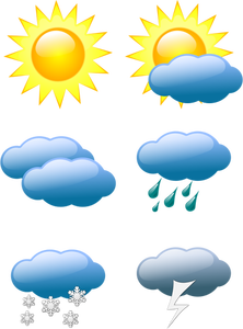 Graphiques vectoriels de sélection d'icônes de prévision météo de couleur