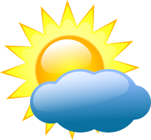 Vektor ClipArt väderprognos färg symbol för delvis molnig himmel
