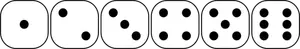 Vetor desenho de faces do dado de seis lados de 1 a 6.