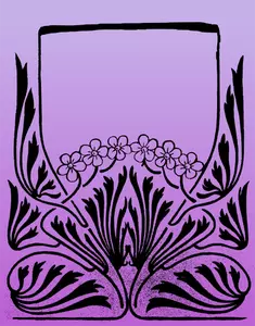 Seis flores púrpura marco vector de la imagen