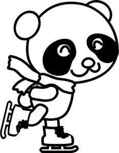 Illustration vectorielle de patinage coloriage de panda