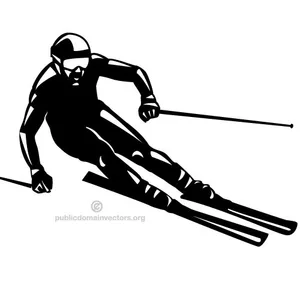 Pemain ski vektor klip seni