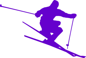 Vetor silhueta de desenho de esquiador