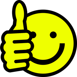 Vector drawing of thumbs/up smiley face