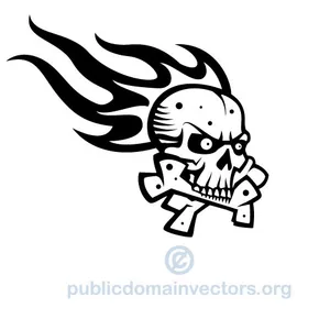 Skull with flame vector graphics