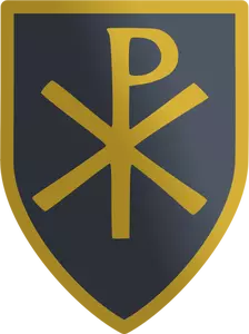 Vector clip art of shield with the christian labarum sign