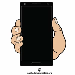 Zwarte smartphone in een hand