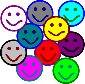 Vector drawing of colorful smileys selection