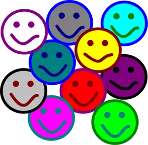 Vector drawing of colorful smileys selection