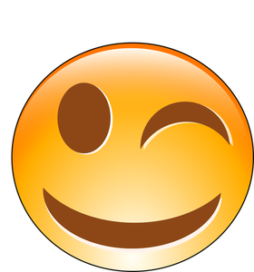Ilustración de vector de guiño sonriente emoticono naranja