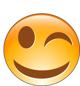 Ilustrasi vektor mengedip tersenyum jeruk emoticon