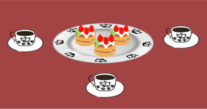 Vector illustration of coffee and cakes serving