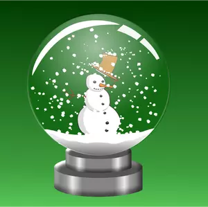 Snowman in crystal ball vector illustration