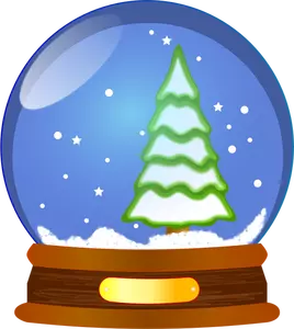 Salju dunia dengan pohon Natal seni vektor klip