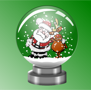 Santa şi raindeer în glob de zăpadă vector illustration